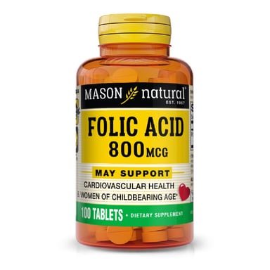 Вітамін Mason Natural Фолієва кислота 800 мкг, Folic Acid, 100 таблеток (MAV-06761) - фото 1