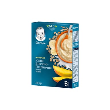 Дитяча каша Gerber молочна швидкорозчинна Вівсяно-пшенична Банан-Манго +6 міс. (7613039834053) - фото 1