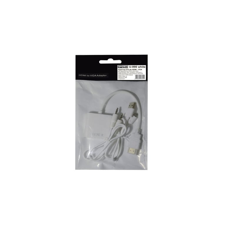 Перехідник HDMI M to VGA F (з кабелями аудіо і живлення від USB) ST-Lab (U-990 white) - фото 6