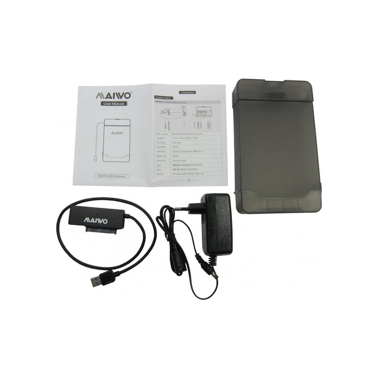 Кишеня зовнішня Maiwo K104A USB 3.0 - SATA III, с блоком питания 12В/2А (K10435) - фото 6
