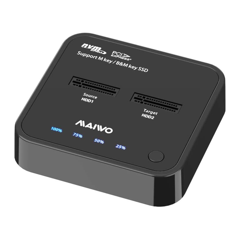 Док-станція для накопичувачів Maiwo 2*NVMe M.2 SSD Key M/B+M USB 3.1 Gen2 Type-C (K3016P) - фото 1