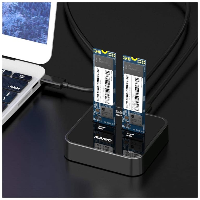 Док-станція для накопичувачів Maiwo 2*NVMe M.2 SSD Key M/B+M USB 3.1 Gen2 Type-C (K3016P) - фото 6