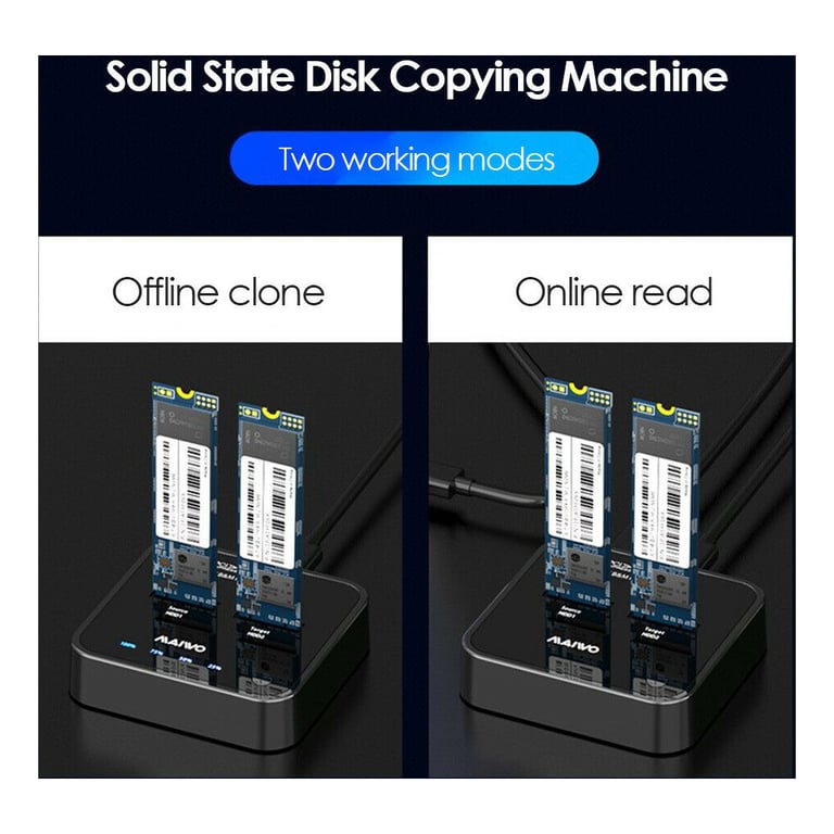Док-станція для накопичувачів Maiwo 2*NVMe M.2 SSD Key M/B+M USB 3.1 Gen2 Type-C (K3016P) - фото 8