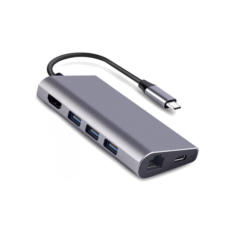 Концентратор Dynamode USB3.1 Type-C to HDMI, 3хUSB3.0, RJ45, USB Type-C Female, SD (Dock-USB-TypeC-HDMI-USB3.0-RJ45) - фото 1
