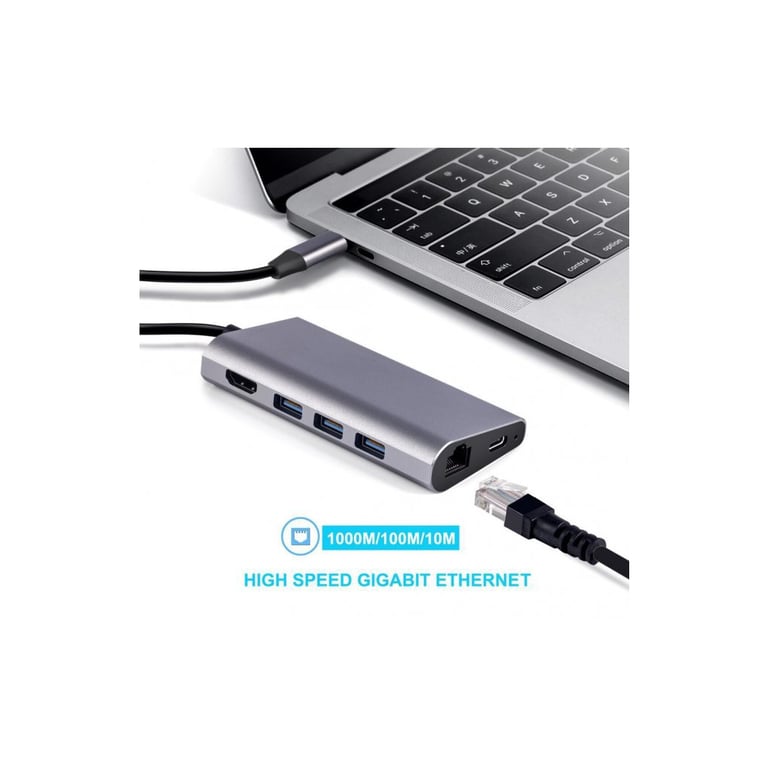 Концентратор Dynamode USB3.1 Type-C to HDMI, 3хUSB3.0, RJ45, USB Type-C Female, SD (Dock-USB-TypeC-HDMI-USB3.0-RJ45) - фото 2