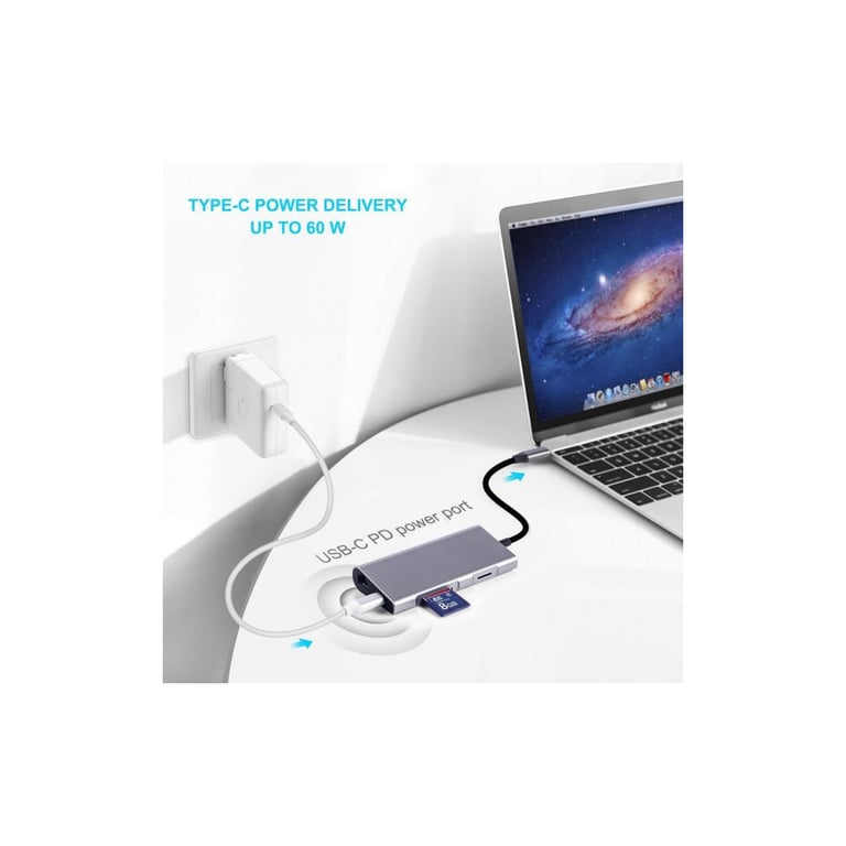 Концентратор Dynamode USB3.1 Type-C to HDMI, 3хUSB3.0, RJ45, USB Type-C Female, SD (Dock-USB-TypeC-HDMI-USB3.0-RJ45) - фото 3