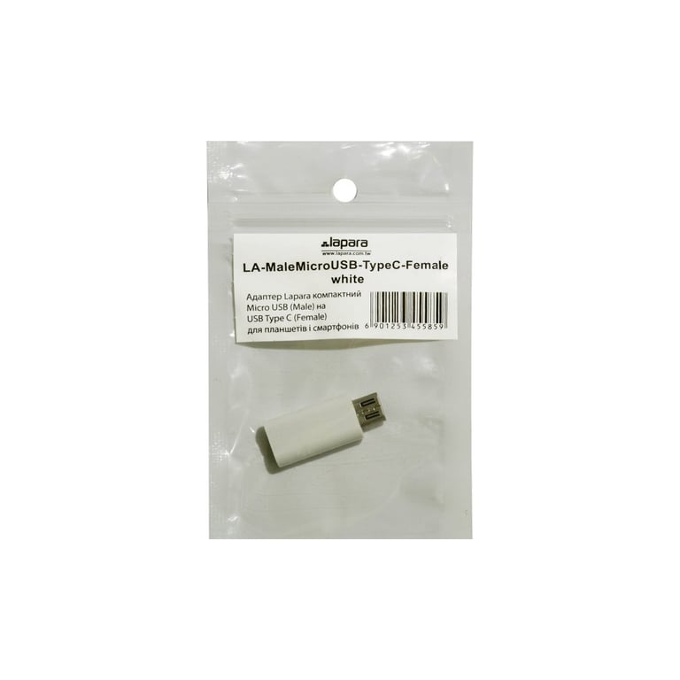Перехідник Lapara Micro USB Male to USB 3.1 Type-C Female white (LA-MaleMicroUSB-TypeC-Female white) - фото 5