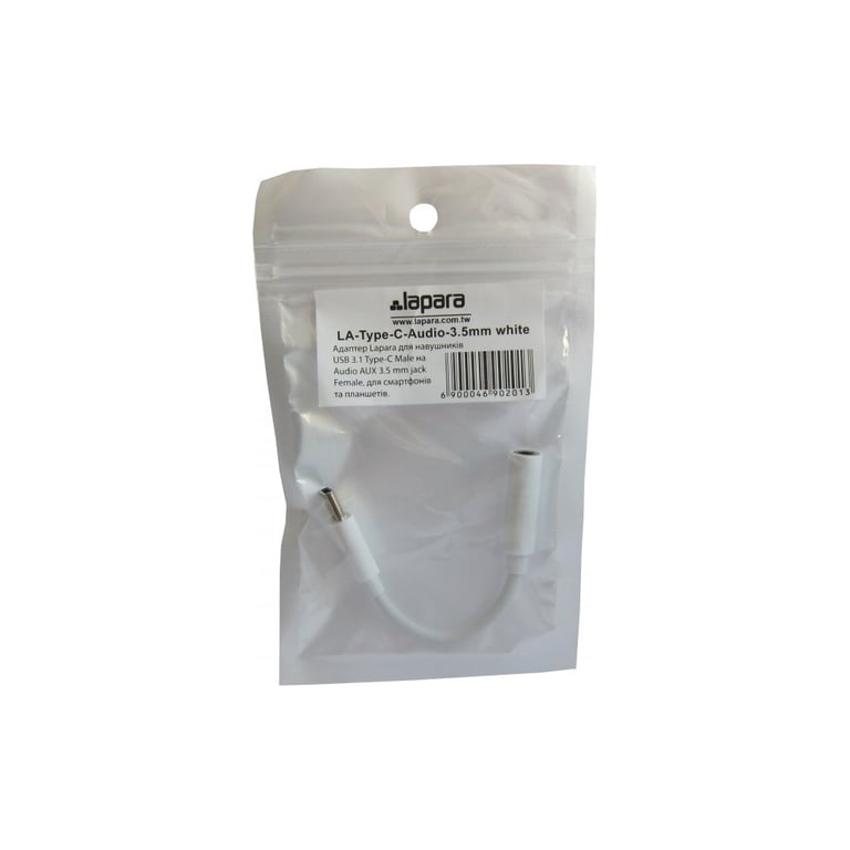 Перехідник Lapara USB Type-C Male - Audio AUX mini jack 3,5 mm Female (LA-Type-C-Audio-3.5mm white) - фото 6