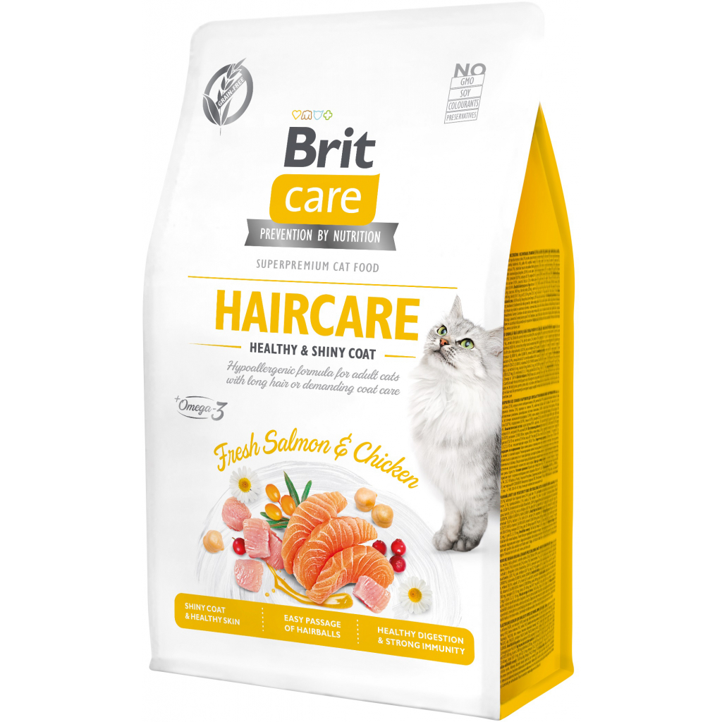 Сухий корм для кішок Brit Care Cat GF Haircare Healthy and Shiny Coat 400 г (8595602540891) - фото 1