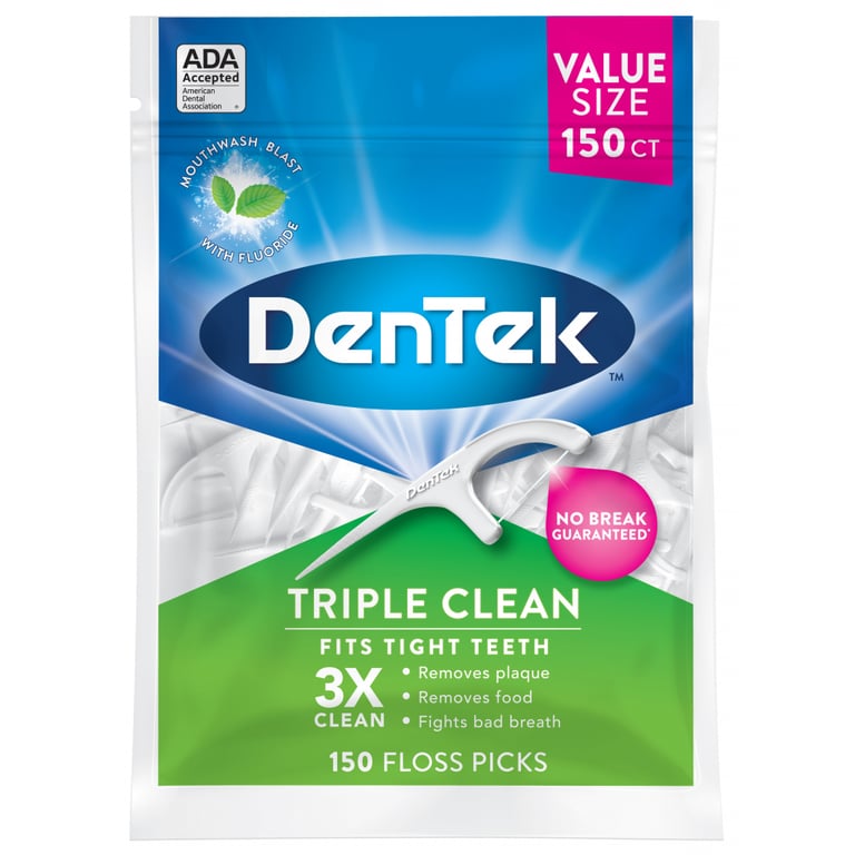 Флос-зубочистки DenTek Потрійне очищення 150 шт. (047700019055) - фото 1