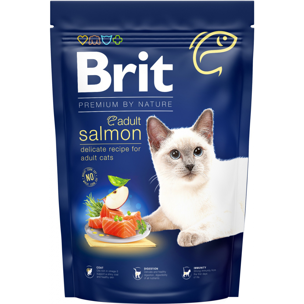 Сухий корм для кішок Brit Premium by Nature Cat Adult Salmon 1.5 кг (8595602553136) Сухий корм для кішок Brit Premium by Nature Cat Adult Salmon 1.5 кг (8595602553136)