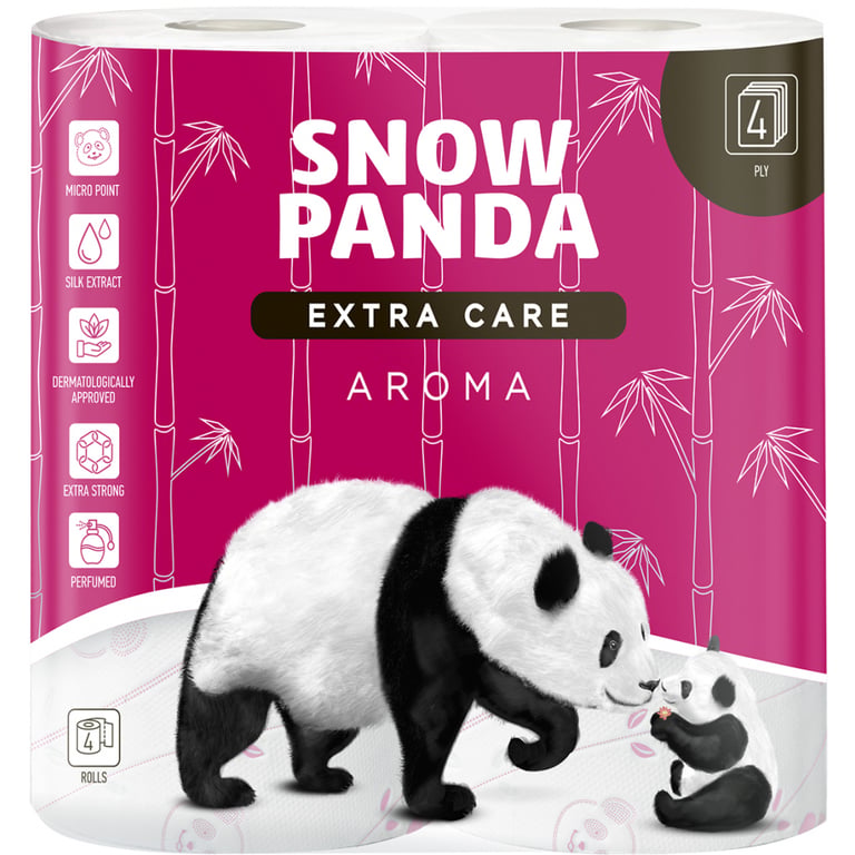 Туалетний папір Сніжна Панда Extra Care Aroma 4 шари 4 рулони (4820183970640) - фото 1