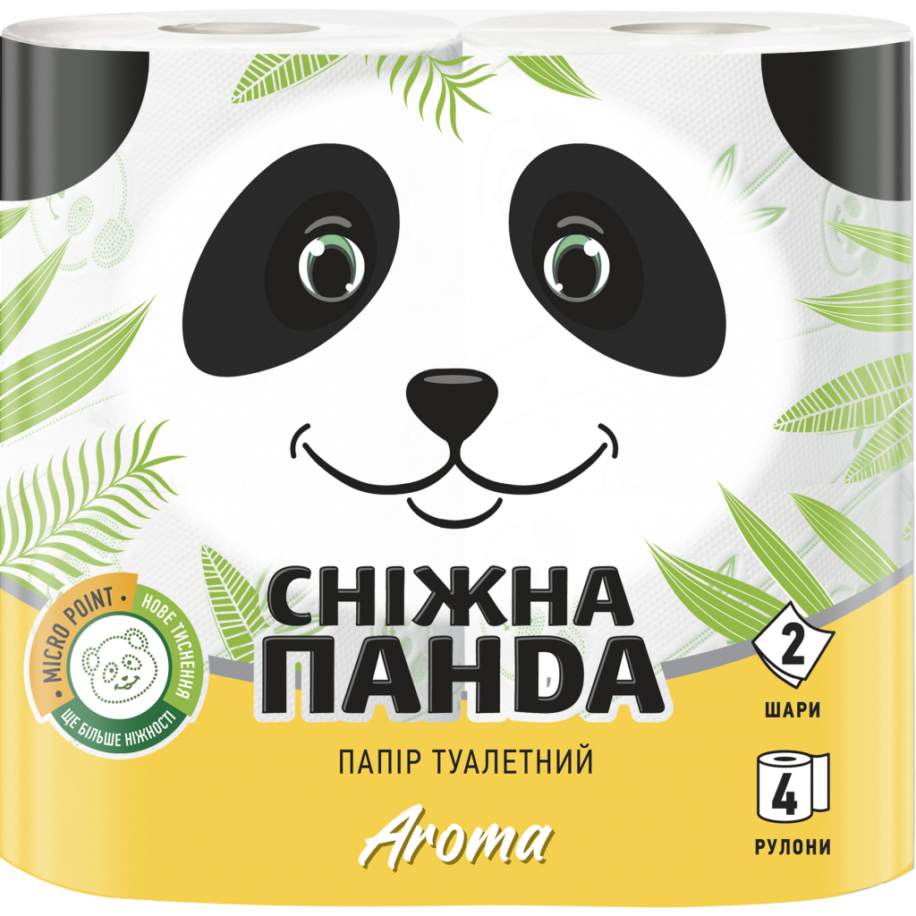 Туалетний папір Сніжна Панда Aroma 2 шари 4 рулони (4823019007695) - фото 1 Туалетний папір Сніжна Панда Aroma 2 шари 4 рулони (4823019007695) - фото 1