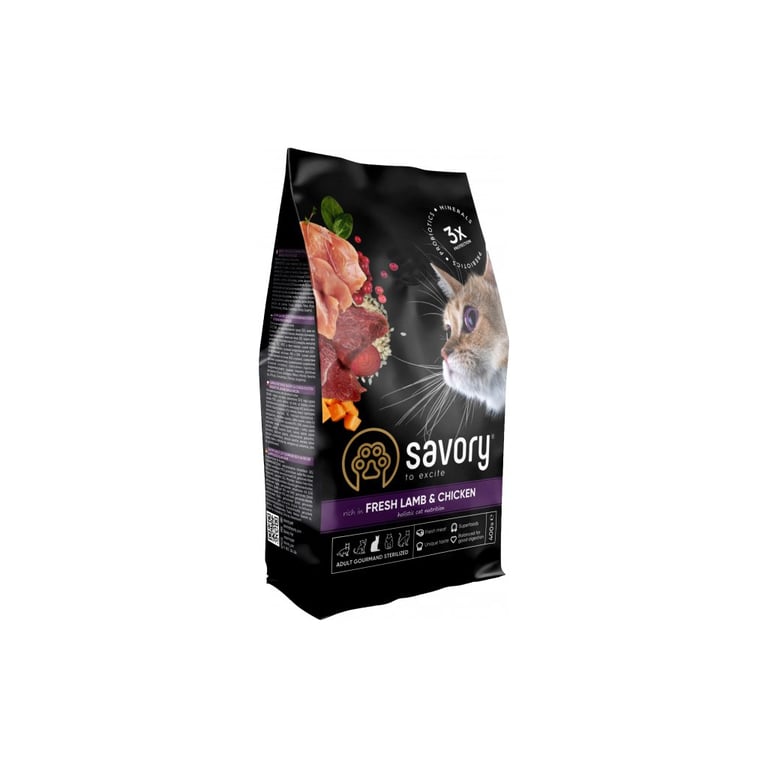 Сухий корм для кішок Savory Adult Cat Steril Fresh Lamb and Chicken 400 г (4820232630105) - фото 1
