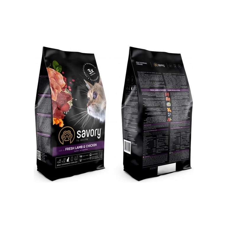 Сухий корм для кішок Savory Adult Cat Steril Fresh Lamb and Chicken 400 г (4820232630105) - фото 2