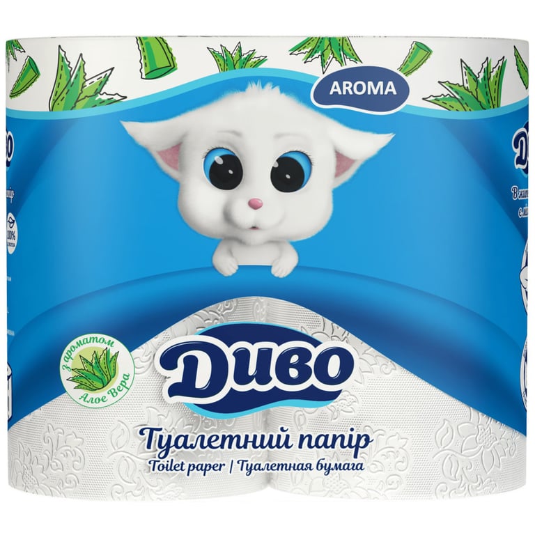 Туалетний папір Диво Aroma Алое Вера 2 шари білий 4 рулони (4820003836156) - фото 1