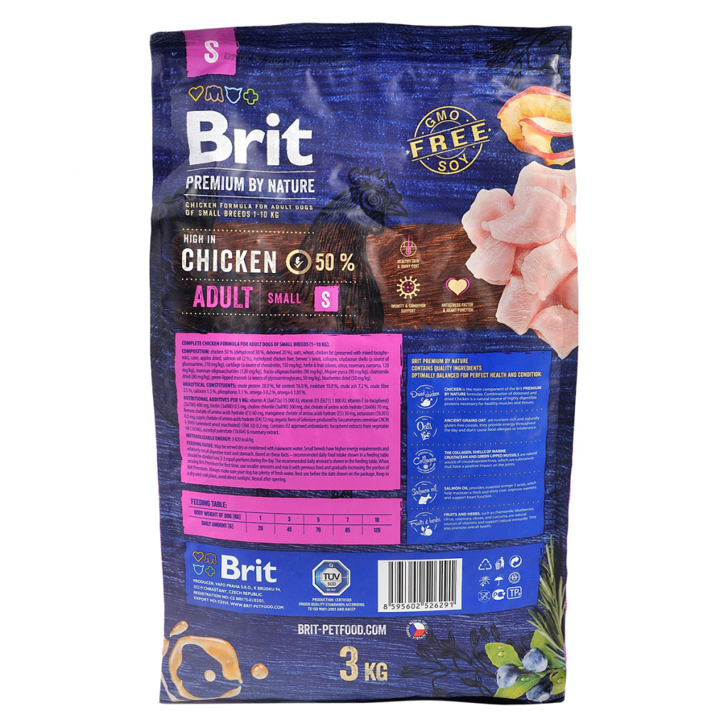 Сухий корм для собак Brit Premium Dog Adult S 3 кг (8595602526291) - фото 3 Сухий корм для собак Brit Premium Dog Adult S 3 кг (8595602526291) - фото 3