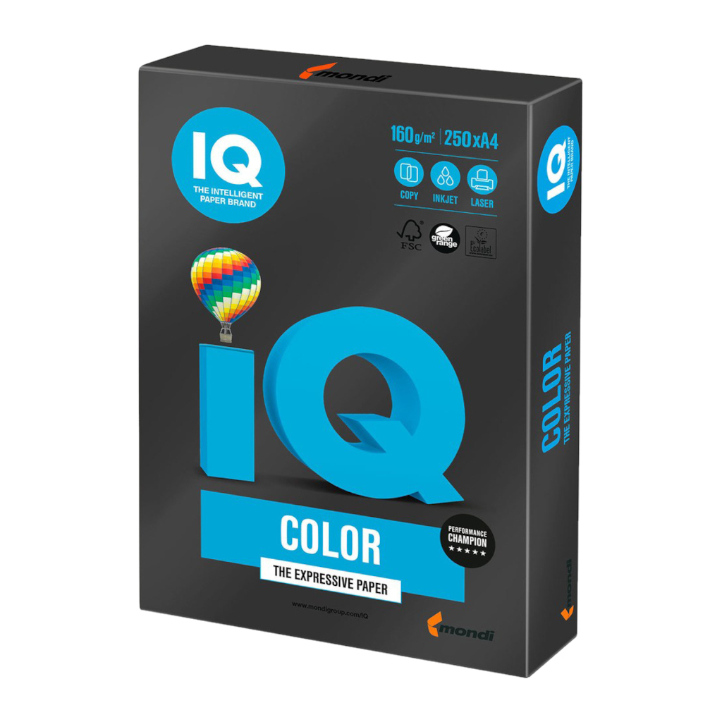 Папір Mondi IQ color А4 intensive, 160g 250sh, Black (B100/A4/160/IQ) - фото 1 Папір Mondi IQ color А4 intensive, 160g 250sh, Black (B100/A4/160/IQ) - фото 1