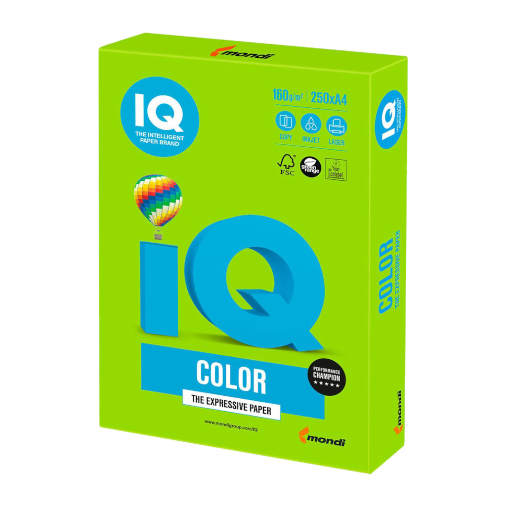 Папір Mondi IQ color А4 intensive, 160g 250sh, Bright Green (MA42/A4/160/IQ) - фото 1 Папір Mondi IQ color А4 intensive, 160g 250sh, Bright Green (MA42/A4/160/IQ) - фото 1