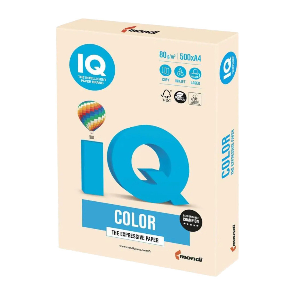 Папір Mondi IQ color А4 pastel, 80g 500sheets, Creamy (CR20/A4/80/IQ) - головне фото
