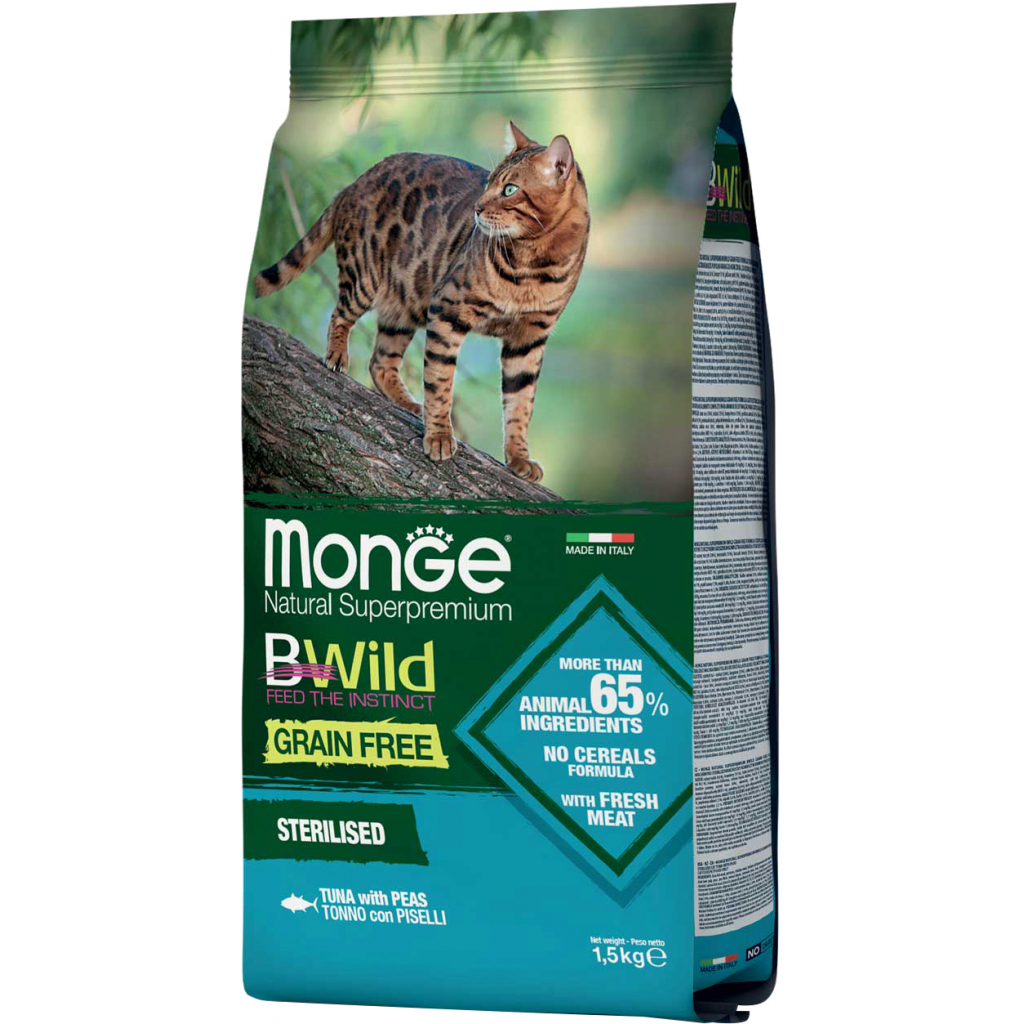 Сухий корм для кішок Monge Cat Bwild GR.FREE зі смаком тунця 1.5 кг (8009470012089) Сухий корм для кішок Monge Cat Bwild GR.FREE зі смаком тунця 1.5 кг (8009470012089)