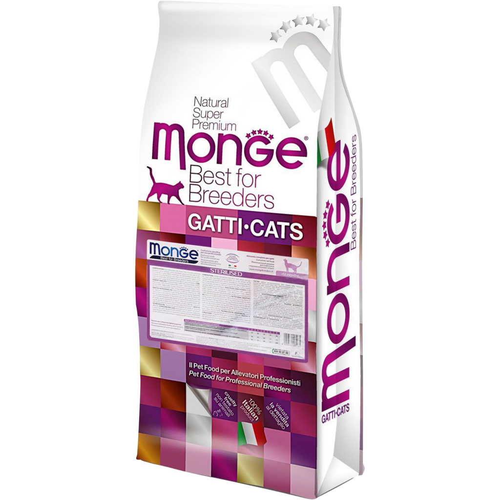 Сухий корм для кішок Monge Cat Sterilised зі смаком курки та лосося 10 кг (8009470005135) - фото 1 Сухий корм для кішок Monge Cat Sterilised зі смаком курки та лосося 10 кг (8009470005135) - фото 1