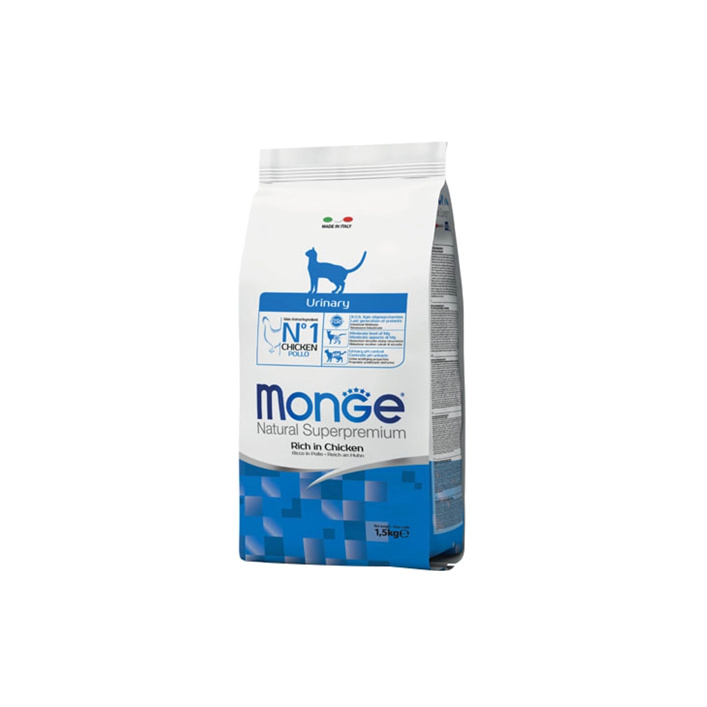 Сухий корм для кішок Monge Cat Urinary зі смаком курки і рису 1.5 кг (8009470011914) - фото 1 Сухий корм для кішок Monge Cat Urinary зі смаком курки і рису 1.5 кг (8009470011914) - фото 1