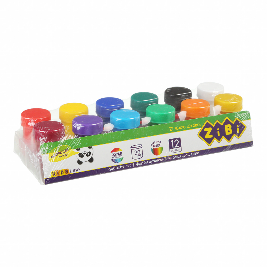 Гуашеві фарби ZiBi KIDS Line 12 кольорів по 20 мл (ZB.6658) - головне фото