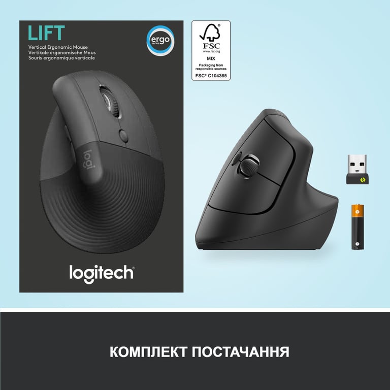 Мишка Logitech Lift Vertical Ergonomic Wireless/Bluetooth Graphite (910-006473) - фото 7