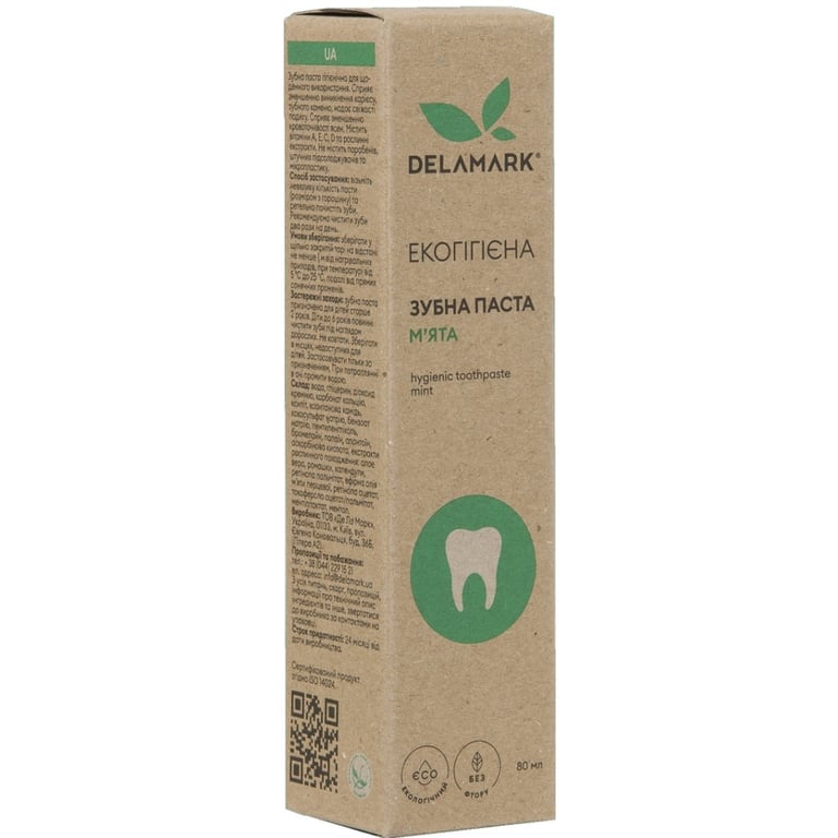 Зубна паста DeLaMark з ароматом м’яти 80 мл (4820152332004)