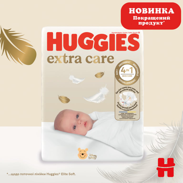 Підгузки Huggies Extra Care Розмір 1 (2-5 кг) 50 шт (5029053564883) - фото 3