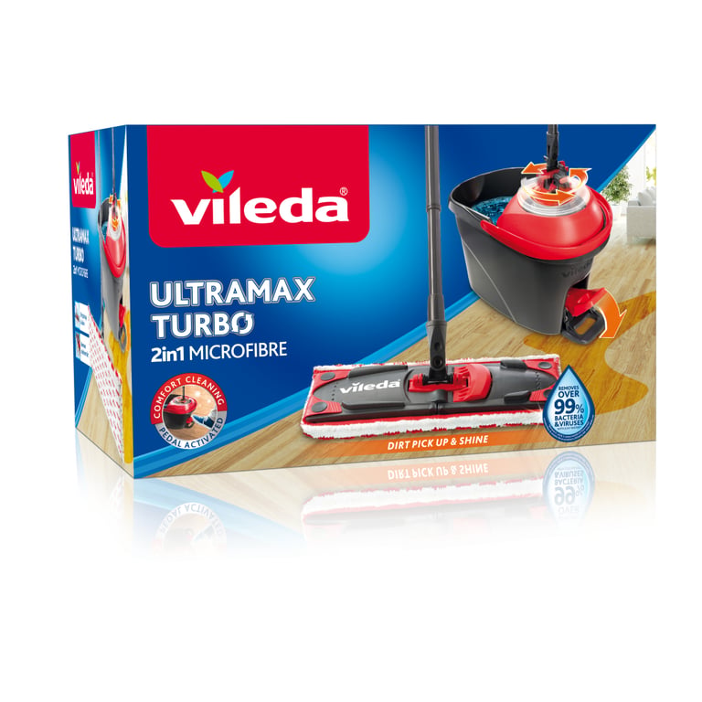 Комплект для прибирання Vileda Ultramax Turbo Швабра та відро з віджимом (4023103206236) - фото 9