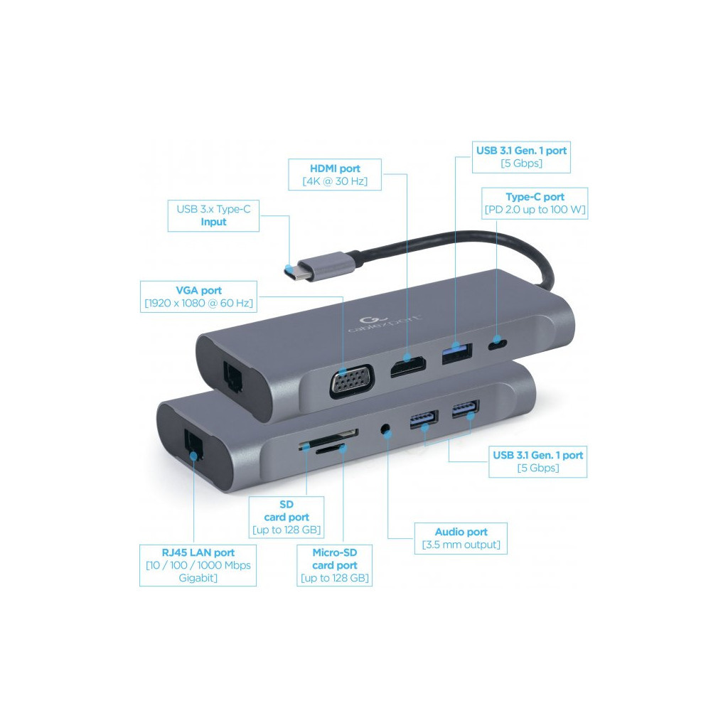 Концентратор Cablexpert USB-C 7-in-1 (A-CM-COMBO7-01) - фото 3 Концентратор Cablexpert USB-C 7-in-1 (A-CM-COMBO7-01) - фото 3