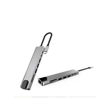 Концентратор XoKo Type-C to RJ45+HDMI+2xUSB 3.0+ TF,SD reader+ PD Type-C+ Type (XK-AC550-SL) - фото 1