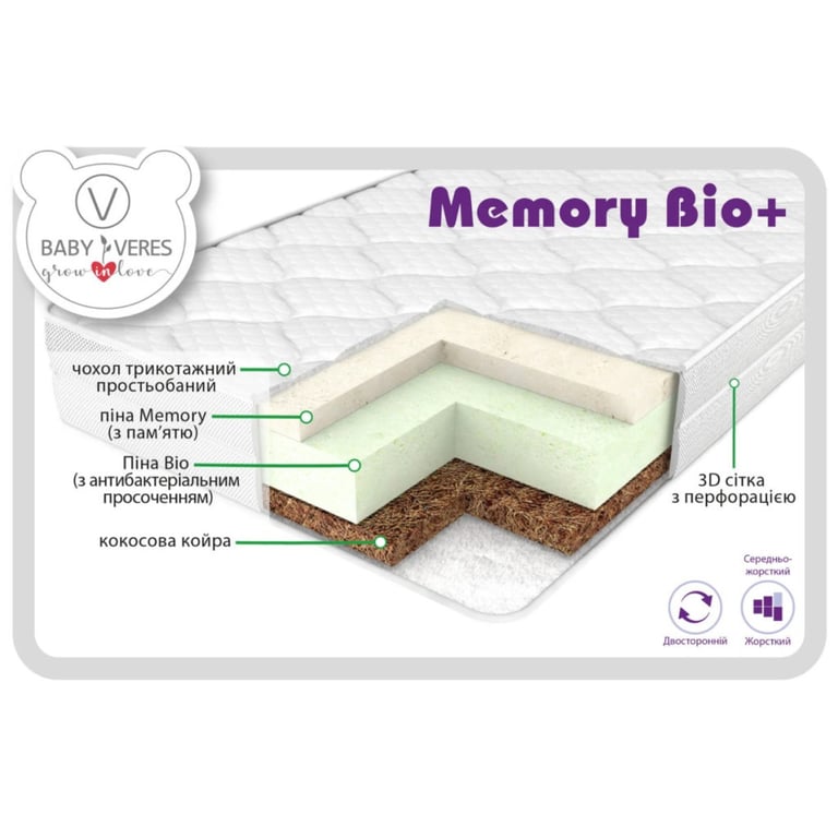 Матрац для дитячого ліжечка Верес Memory bio+ 10см (50.7.04) - фото 2