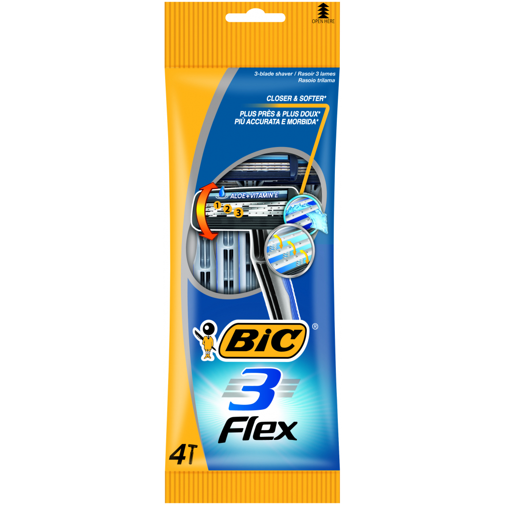 Бритва Bic Flex 3 4 шт. (3086123242524) - фото 1 Бритва Bic Flex 3 4 шт. (3086123242524) - фото 1