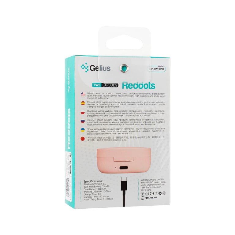 Навушники Gelius Pro Reddots TWS Earbuds GP-TWS010 Pink (00000082298) - фото 2