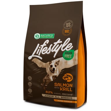 Сухий корм для собак Nature's Protection Lifestyle Grain Free Salmon, Krill Junior All Breeds 1.5 кг (NPLS45686) - фото 1