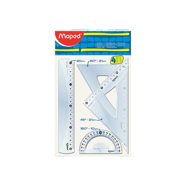 Лінійка Maped набір ESSENTIALS Medium, 20см, 4 предмета, прозорий (MP.242820) - фото 1