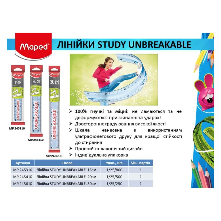 Лінійка Maped STUDY UNBREAKABLE, 15см (MP.245310) - фото 3