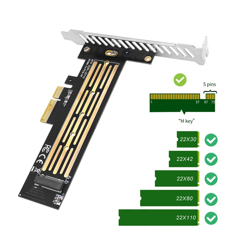 Контролер Dynamode M.2 SSD NVMe M-Key to PCI-E 3.0 x4/ x8/ x16, full profile br (PCI-Ex4- M.2 M-key) - фото 5