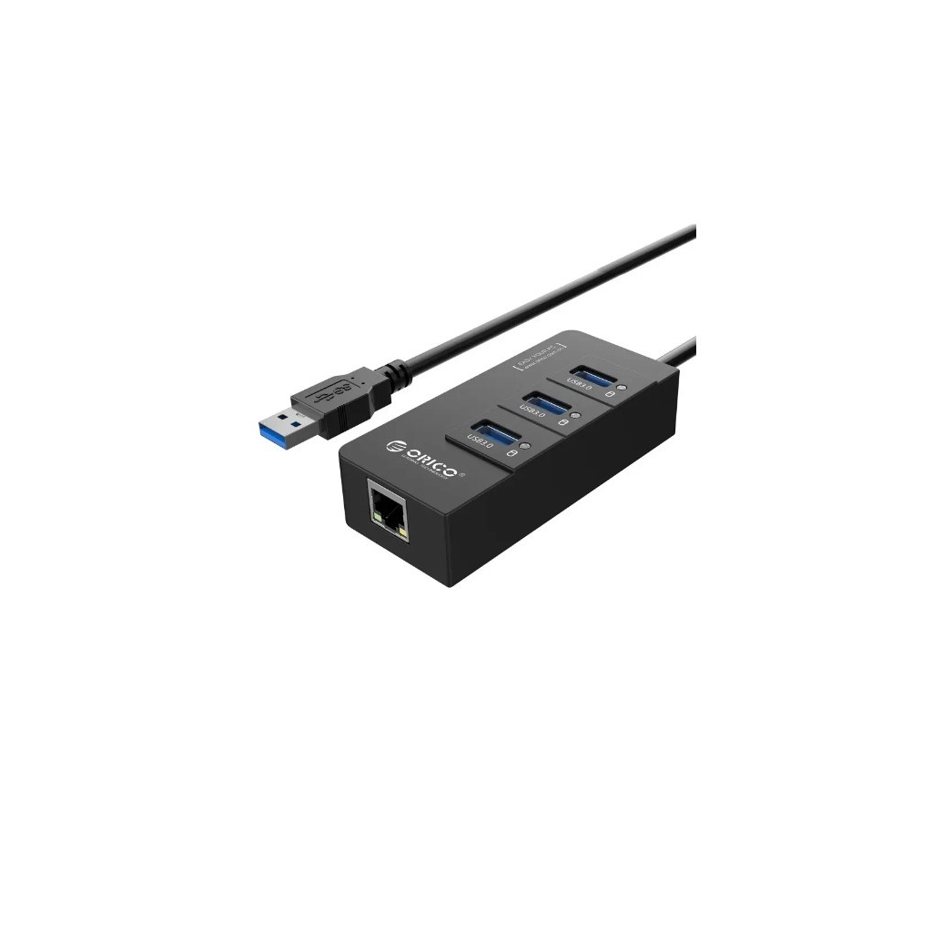 Концентратор Orico USB 3.0 3 port + RJ45 (HR01-U3-V1-BK-BP) (CA912742) - фото 1 Концентратор Orico USB 3.0 3 port + RJ45 (HR01-U3-V1-BK-BP) (CA912742) - фото 1