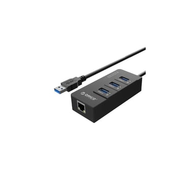 Концентратор Orico USB 3.0 3 port + RJ45 (HR01-U3-V1-BK-BP) (CA912742) - фото 1