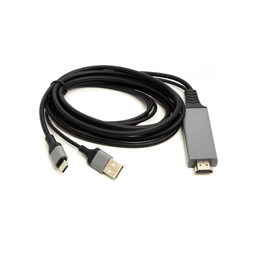 Кабель мультимедійний HDMI M to USB-C + USB2.0 AM 1.0m PowerPlant (CA912025) - фото 1