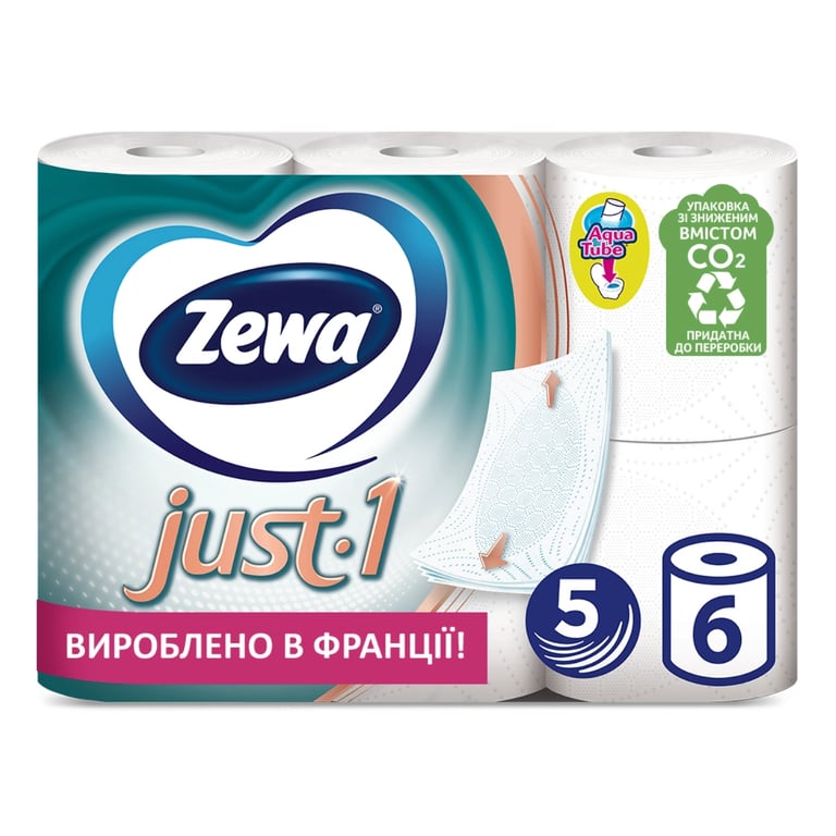 Туалетний папір Zewa Just 1 5 шарів 6 рулонів (7322541189314) - фото 1