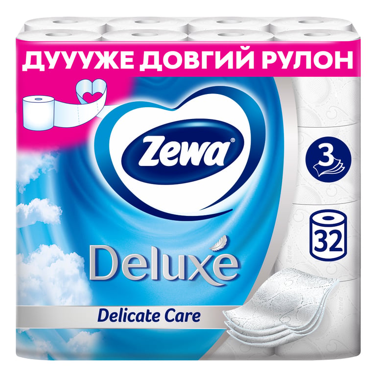 Туалетний папір Zewa Deluxe білий 3 шари 32 рулони (7322541343181) - фото 1