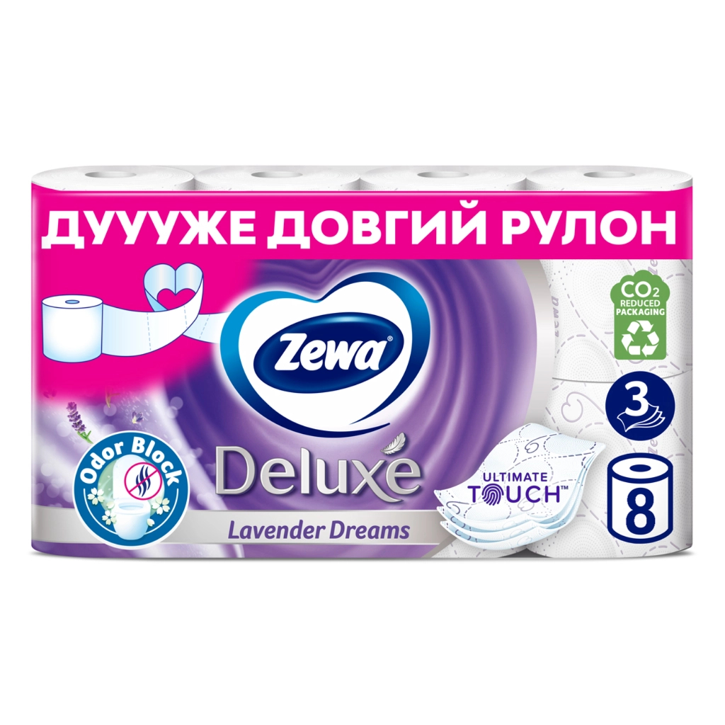 Туалетний папір Zewa Deluxe Лаванда 3 шари 8 рулонів (7322541171777) - фото 2 Туалетний папір Zewa Deluxe Лаванда 3 шари 8 рулонів (7322541171777) - фото 2