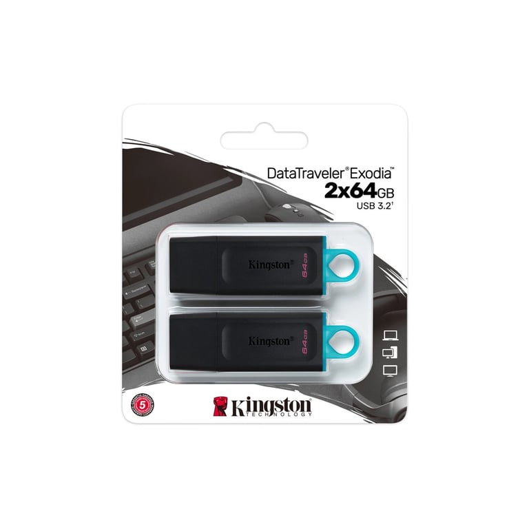 USB флеш накопичувач Kingston 2x64GB DT Exodia Black+Blue USB 3.2 (DTX/64GB-2P) - фото 5