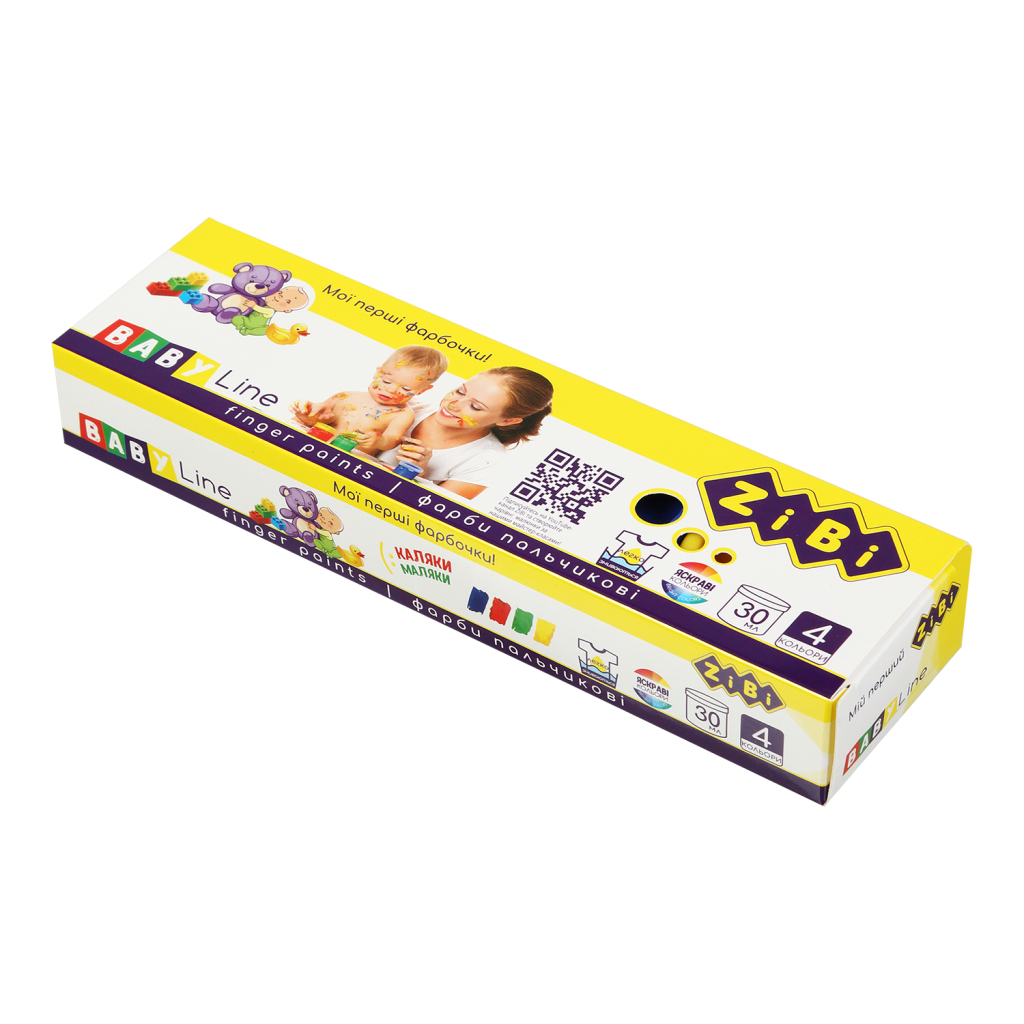 Пальчикові фарби ZiBi Baby Line 4 кольорів 30 мл (ZB.6564) - фото 2 Пальчикові фарби ZiBi Baby Line 4 кольорів 30 мл (ZB.6564) - фото 2