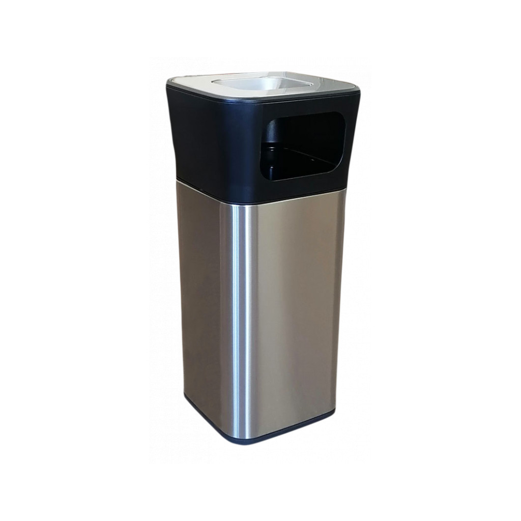 Контейнер для сміття JAH квадратный з попільничкою Срібний металік 25 л (6331) - фото 1